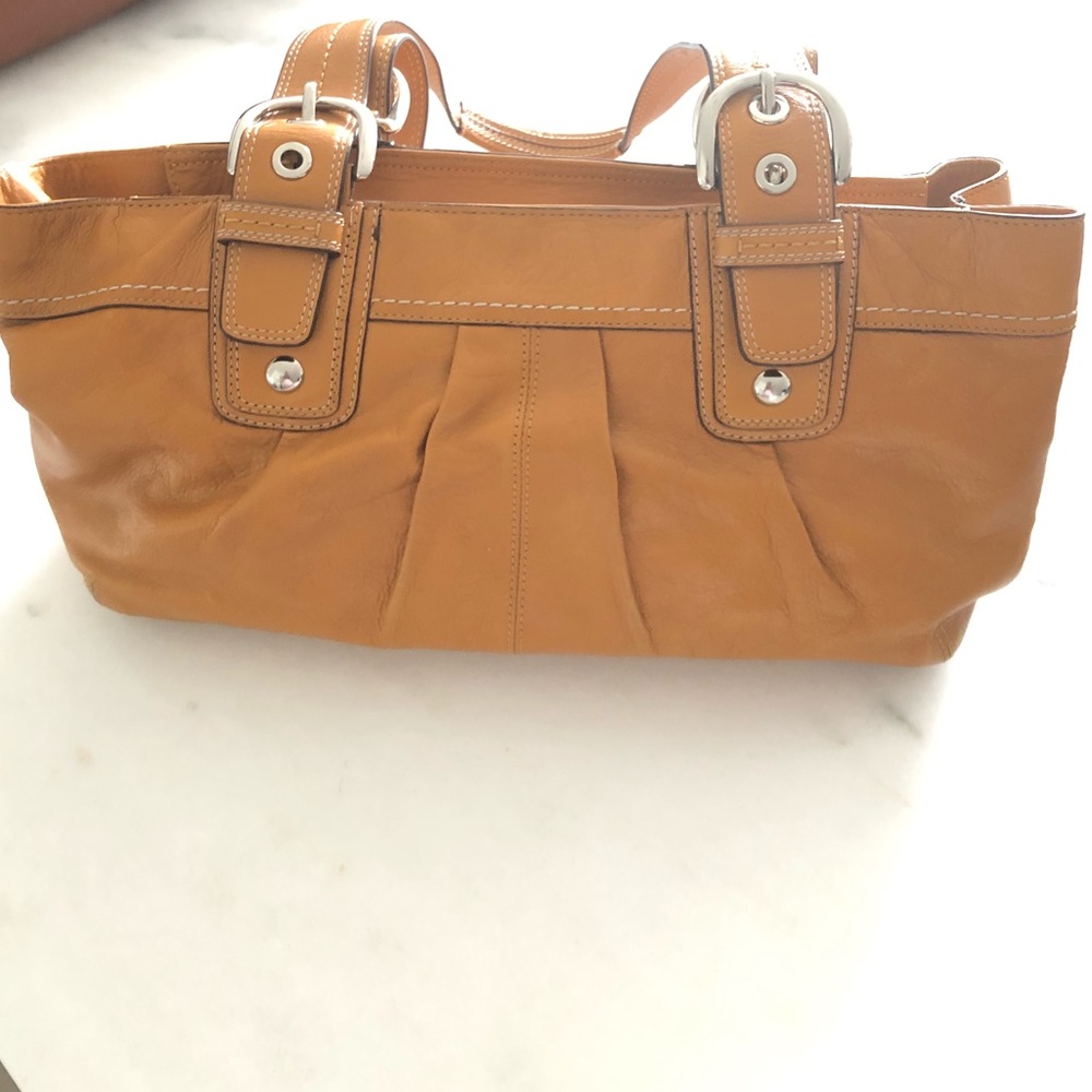 Coach Satchel Mustard Brown Leather Hobo Bag